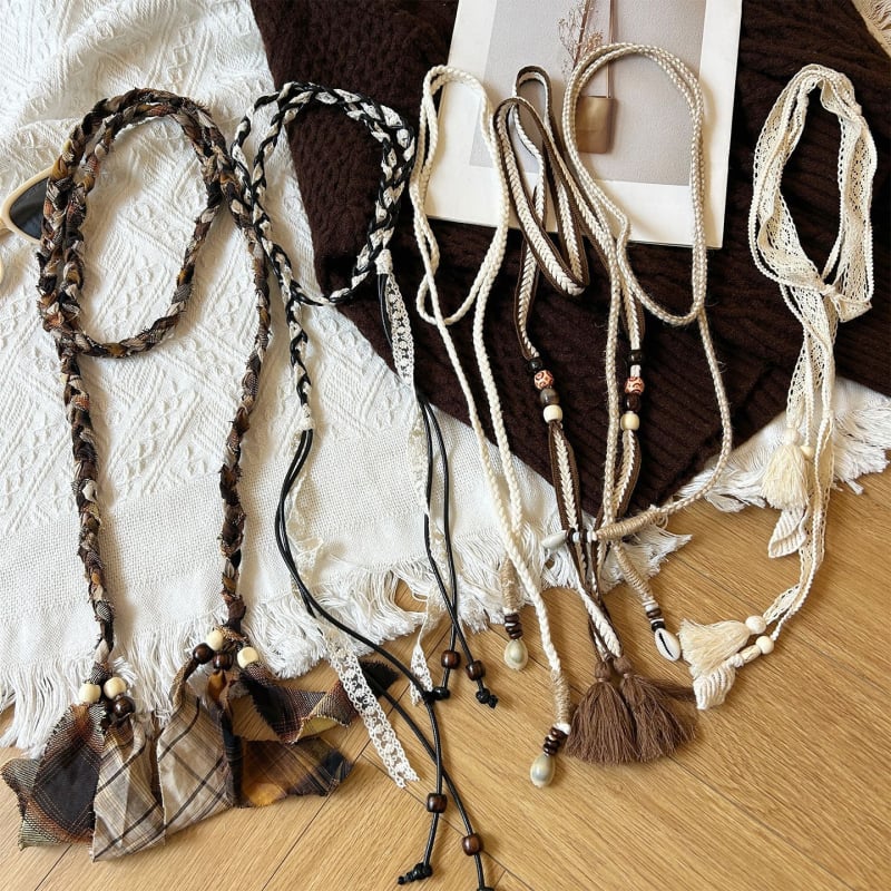 Boho stila rokassprādze jostas ķēde sievietēm, kokvilnas audums, daudzpusīgs dizains, pavasaris–vasara