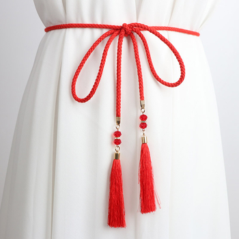 Vidukļa ķēde, plāna adīta aukla ar dekoratīviem pūdelēm un mezglu, Korejas Hanfu stila josta