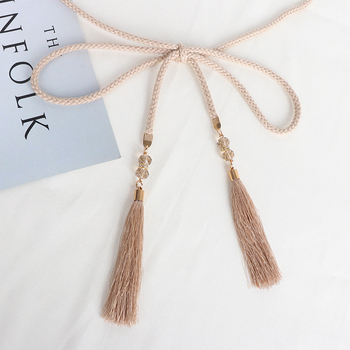 Vidukļa ķēde, plāna adīta aukla ar dekoratīviem pūdelēm un mezglu, Korejas Hanfu stila josta