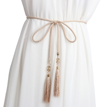 Vidukļa ķēde, plāna adīta aukla ar dekoratīviem pūdelēm un mezglu, Korejas Hanfu stila josta