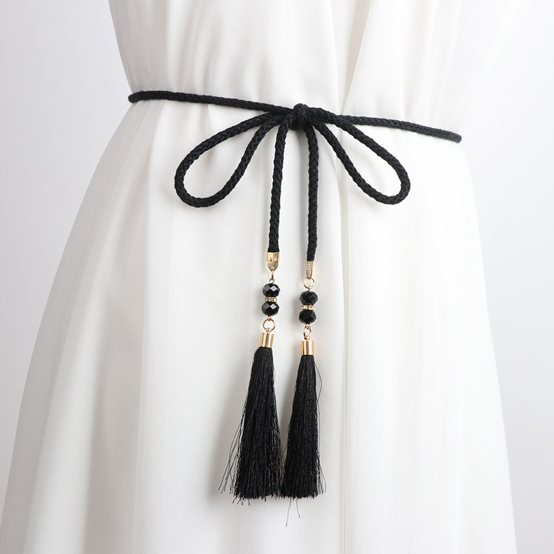 Vidukļa ķēde, plāna adīta aukla ar dekoratīviem pūdelēm un mezglu, Korejas Hanfu stila josta