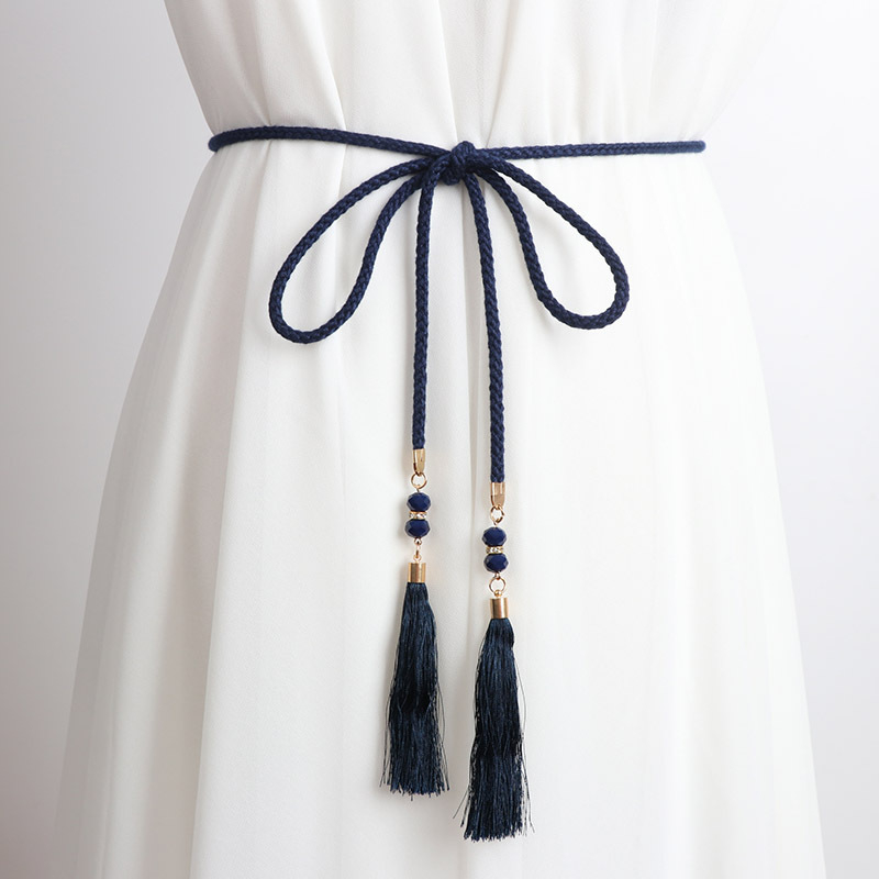 Vidukļa ķēde, plāna adīta aukla ar dekoratīviem pūdelēm un mezglu, Korejas Hanfu stila josta