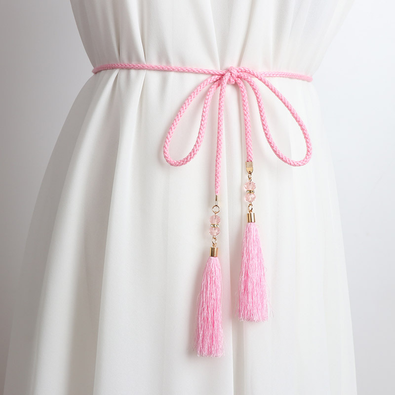 Vidukļa ķēde, plāna adīta aukla ar dekoratīviem pūdelēm un mezglu, Korejas Hanfu stila josta