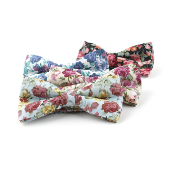 Muška pamučna leptir-mašna s floralnim printom, plosna glava, ležerni stil, TAGERWILEN
