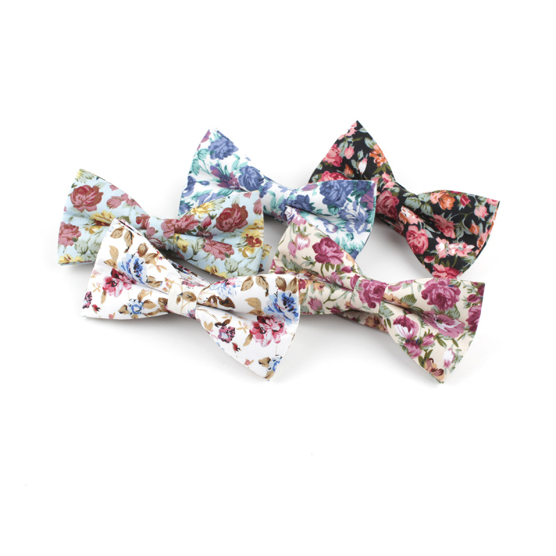 Muška pamučna leptir-mašna s floralnim printom, plosna glava, ležerni stil, TAGERWILEN