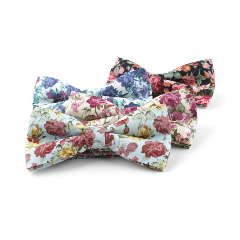 Muška pamučna leptir-mašna s floralnim printom, plosna glava, ležerni stil, TAGERWILEN