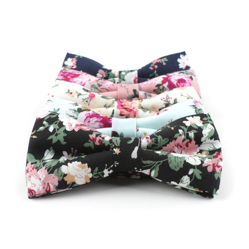 Muška pamučna leptir-mašna s floralnim printom, plosna glava, ležerni stil, TAGERWILEN