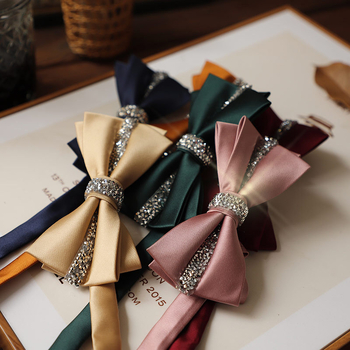 Papion cu design diamant, poliester, cap plat, accesoriu pentru bărbați