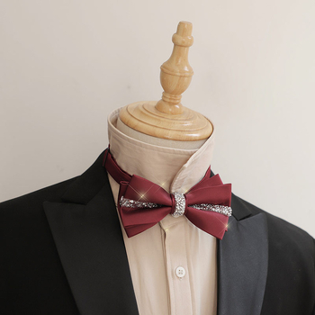 Papion cu design diamant, poliester, cap plat, accesoriu pentru bărbați