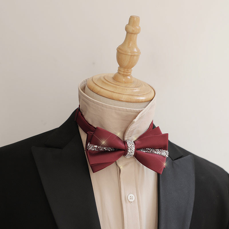 Papion cu design diamant, poliester, cap plat, accesoriu pentru bărbați