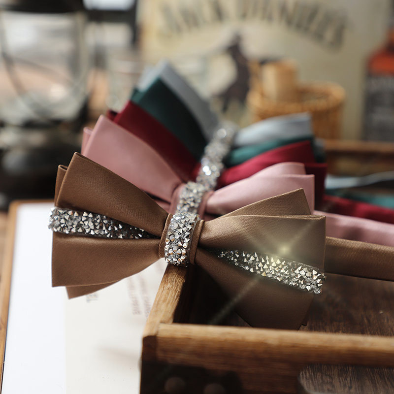 Papion cu design diamant, poliester, cap plat, accesoriu pentru bărbați