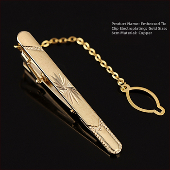Vīriešu kaklasaistes spraudnis ar kristālu dekoru, vara elektroplatēta ķēdīte, spīdīgs plakanais stilīgs aksessori svinīgai vakariņai