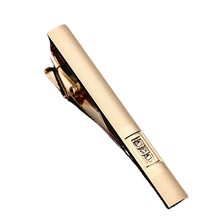 Vīriešu kaklasaistes spraudnis ar kristālu dekoru, vara elektroplatēta ķēdīte, spīdīgs plakanais stilīgs aksessori svinīgai vakariņai