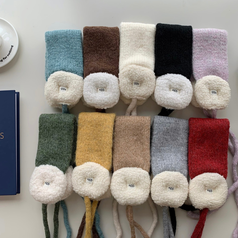 Vuneni ušni zaštitnici, korejskog stila color-block plišasti pleteni dizajn, unisex, topli i otporni na vjetar, s vezicama za jesen-zimu