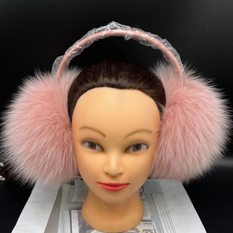 Earmuffs din blană de vulpe, design extensibil, monocrom, calde și rezistente la vânt, unisex