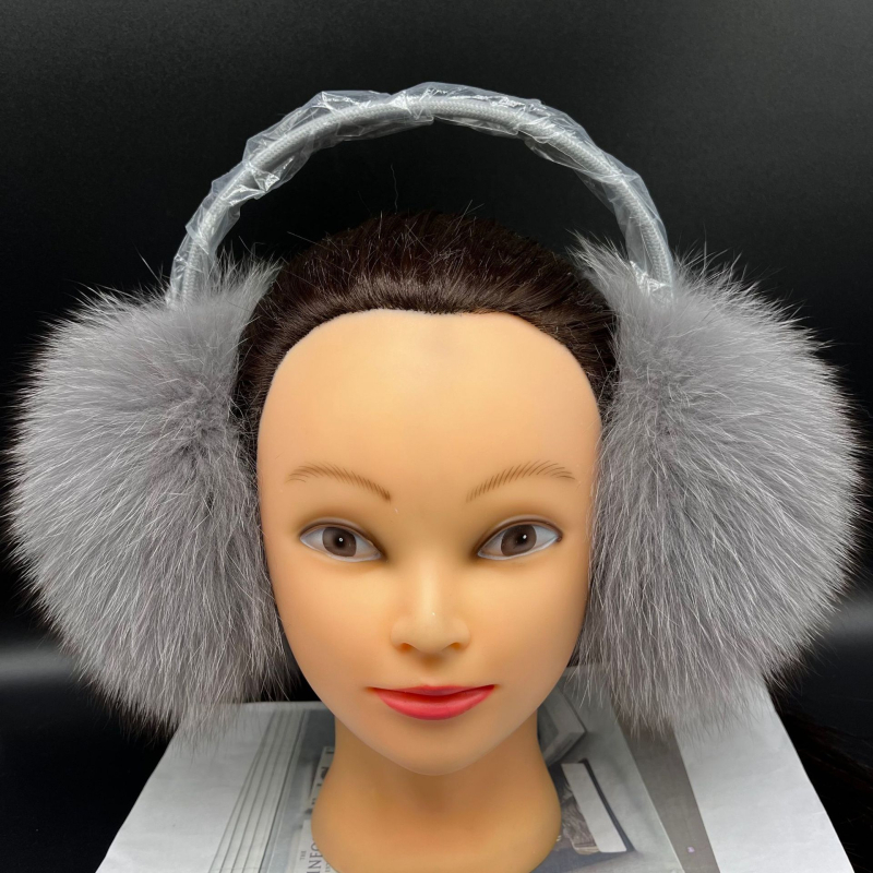Earmuffs din blană de vulpe, design extensibil, monocrom, calde și rezistente la vânt, unisex
