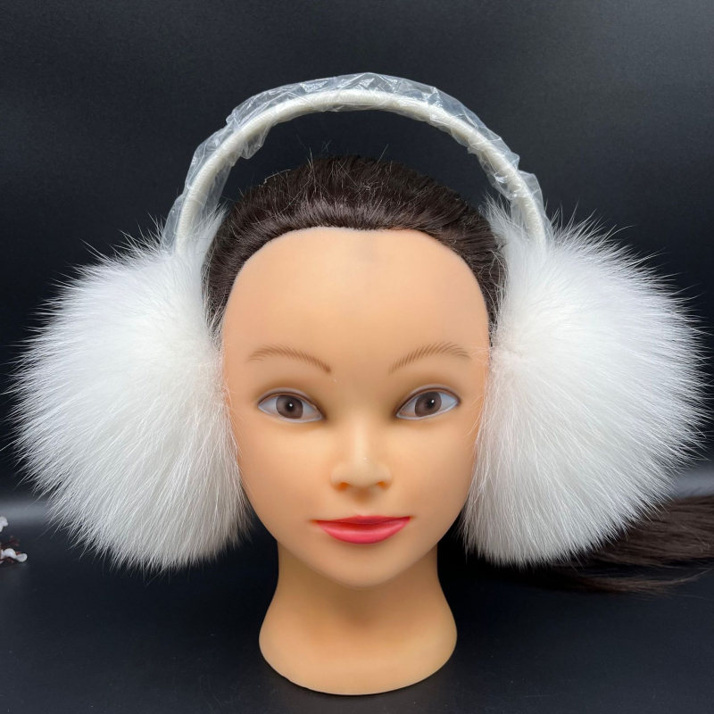 Earmuffs din blană de vulpe, design extensibil, monocrom, calde și rezistente la vânt, unisex
