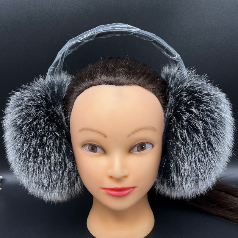 Earmuffs din blană de vulpe, design extensibil, monocrom, calde și rezistente la vânt, unisex