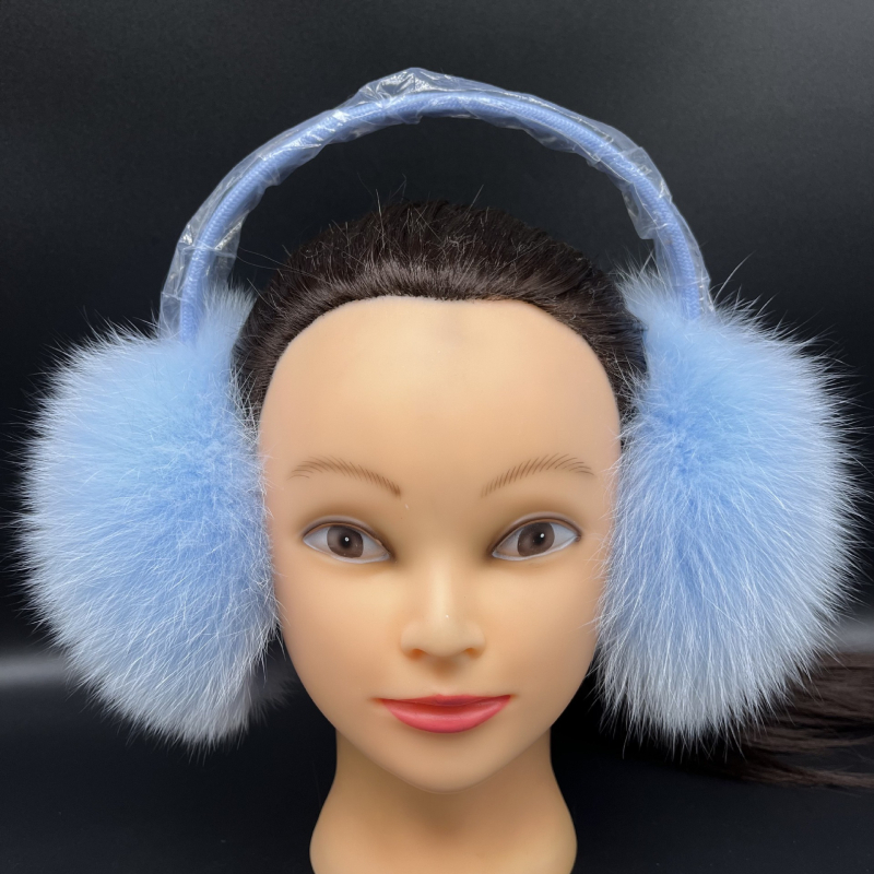 Earmuffs din blană de vulpe, design extensibil, monocrom, calde și rezistente la vânt, unisex