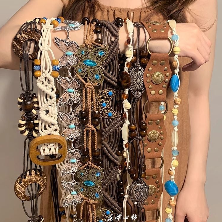 Vintage bohemiska tauriņ motīva jostas ķēde, etniska dekoratīva stila • Unisex • Metāla • Vasarai • Pavasara 2025 izlaišana • Jauniešiem