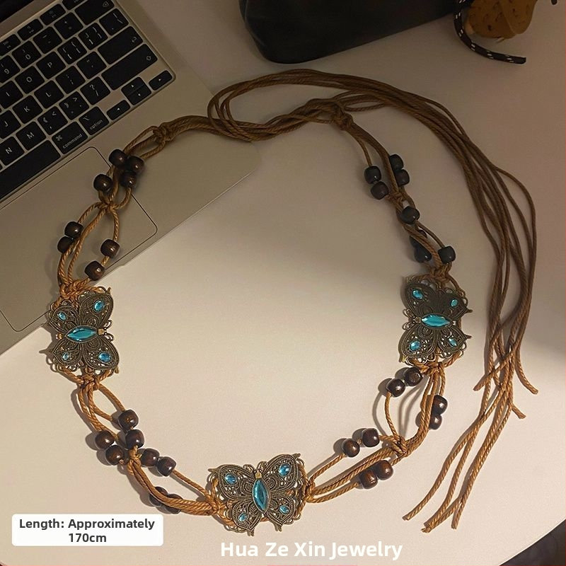 Vintage bohemiska tauriņ motīva jostas ķēde, etniska dekoratīva stila • Unisex • Metāla • Vasarai • Pavasara 2025 izlaišana • Jauniešiem