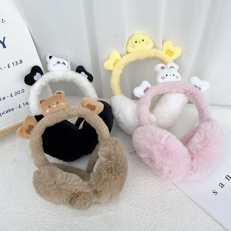 Panda γούνινα καπάκια αυτιών — πτυσσόμενα για το χειμώνα, για ενήλικες γυναίκες