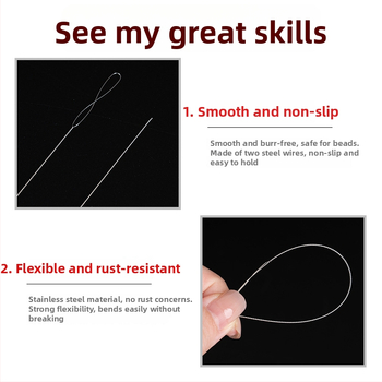 Aifsa karoliukų adata — ilga apsivijusi adata perloms ir kristalams, rankų darbo DIY įrankių rinkinys