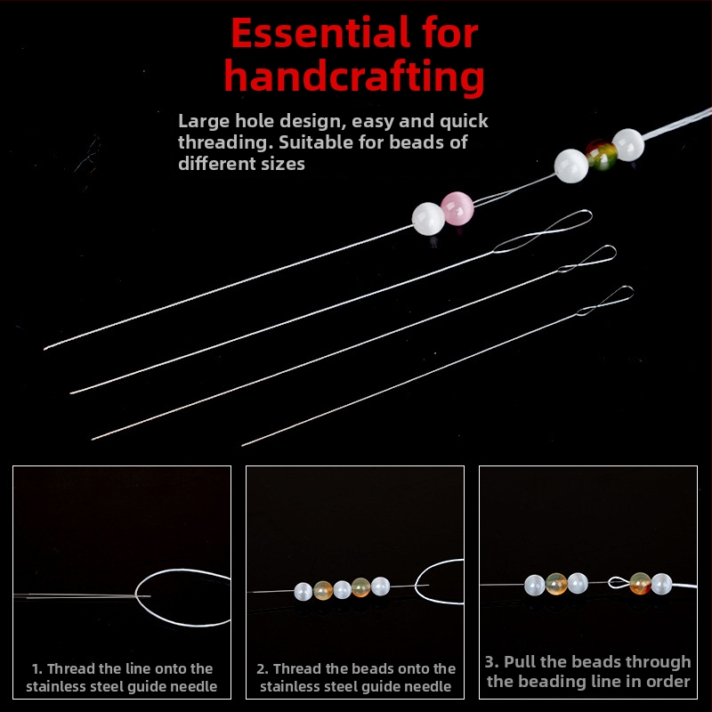 Aifsa ihla na koráliky — dlhá otočná ihla pre perly a krištáľ, sada nástrojov na navliekanie DIY, ručne vyrobený