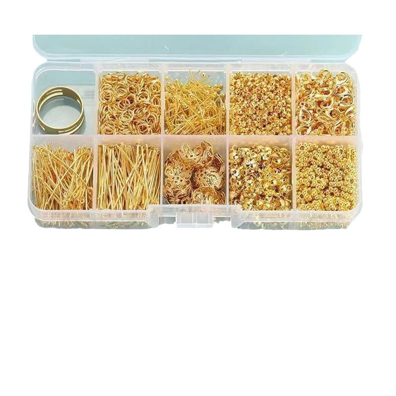 DIY rotaslietu izstrādes komplekts ar atveramiem gredzeniem, T-piniem, Lobster clasp, pozicionēšanas pērlītes, 9-formas adatu