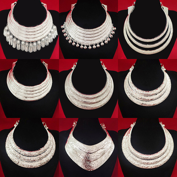 Vėrinys, Miao etninio stiliaus, geometrijškas cinko lydinio pakabukas, daugiasluoksnė susukta grandinė, moterims