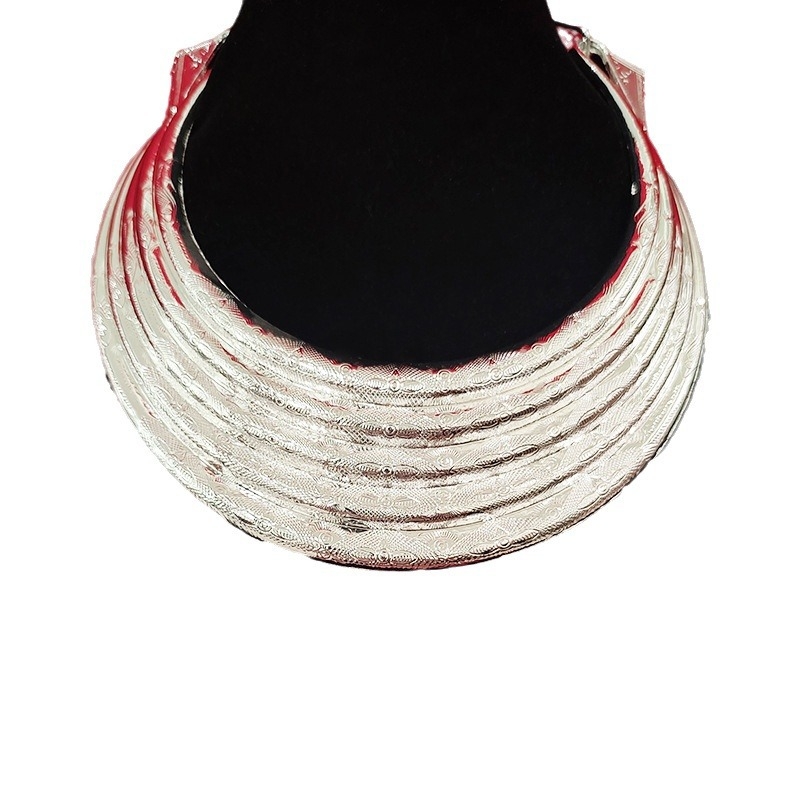 Vėrinys, Miao etninio stiliaus, geometrijškas cinko lydinio pakabukas, daugiasluoksnė susukta grandinė, moterims