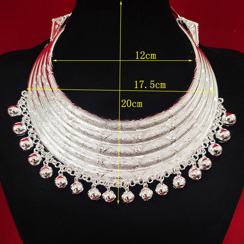 Vėrinys, Miao etninio stiliaus, geometrijškas cinko lydinio pakabukas, daugiasluoksnė susukta grandinė, moterims