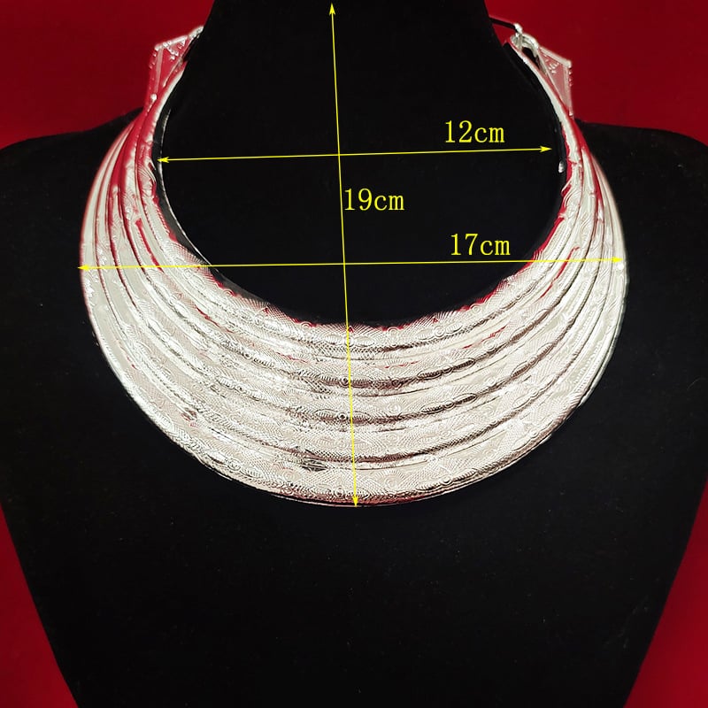 Vėrinys, Miao etninio stiliaus, geometrijškas cinko lydinio pakabukas, daugiasluoksnė susukta grandinė, moterims