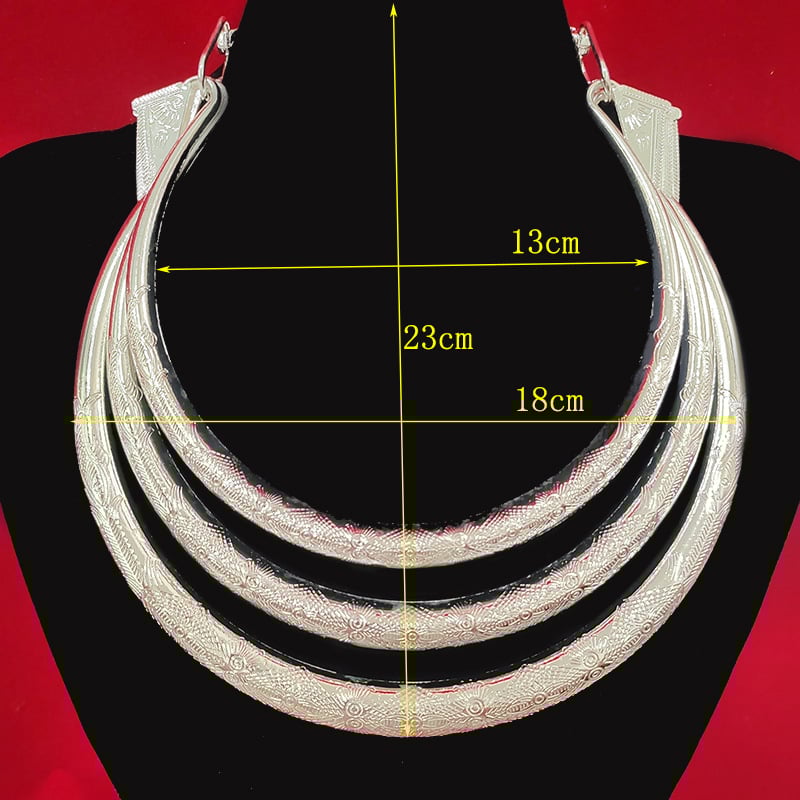 Vėrinys, Miao etninio stiliaus, geometrijškas cinko lydinio pakabukas, daugiasluoksnė susukta grandinė, moterims