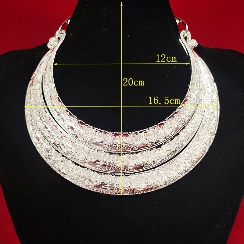 Vėrinys, Miao etninio stiliaus, geometrijškas cinko lydinio pakabukas, daugiasluoksnė susukta grandinė, moterims