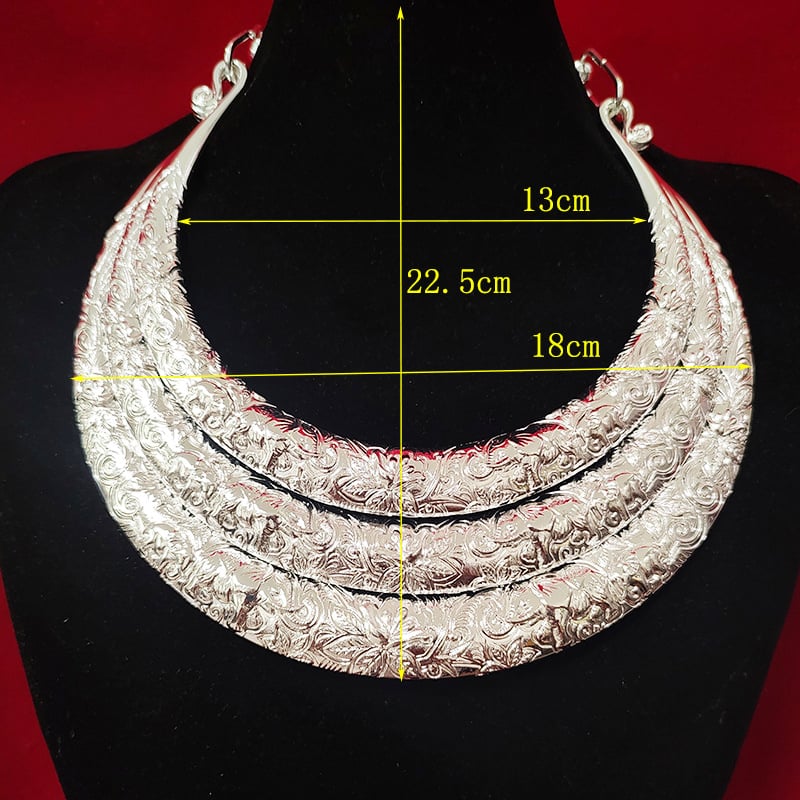 Vėrinys, Miao etninio stiliaus, geometrijškas cinko lydinio pakabukas, daugiasluoksnė susukta grandinė, moterims