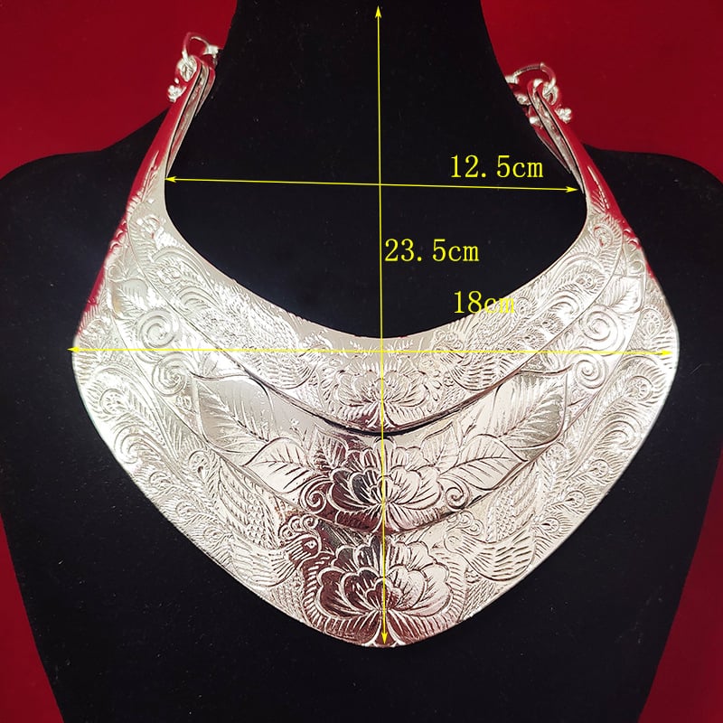 Vėrinys, Miao etninio stiliaus, geometrijškas cinko lydinio pakabukas, daugiasluoksnė susukta grandinė, moterims