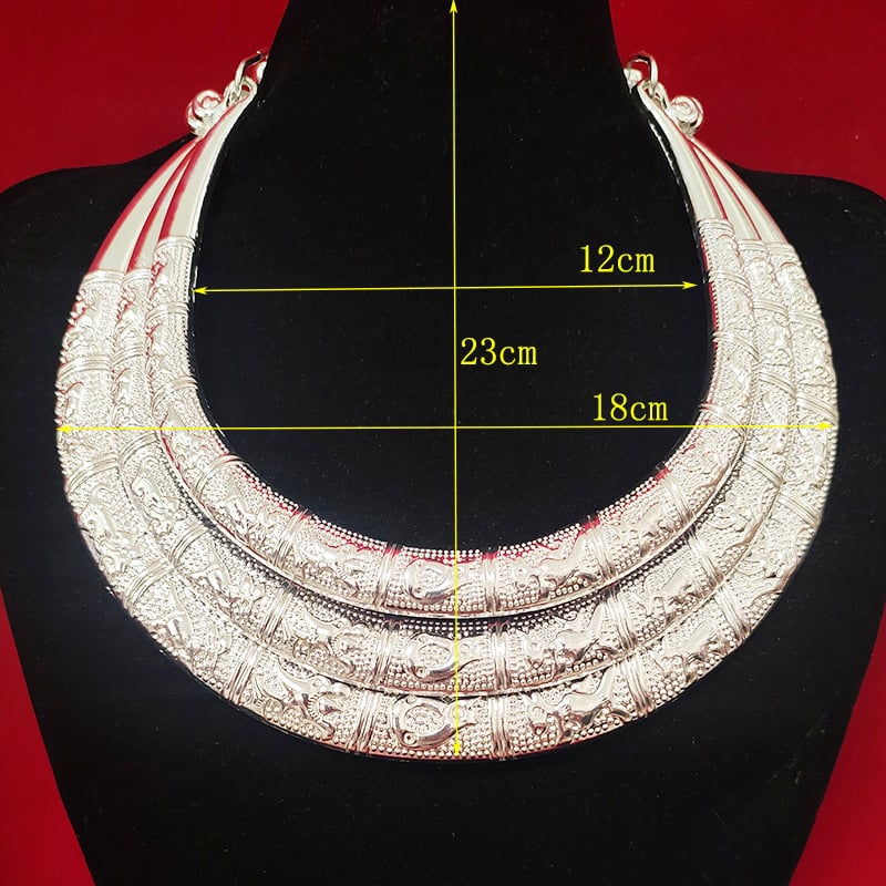 Vėrinys, Miao etninio stiliaus, geometrijškas cinko lydinio pakabukas, daugiasluoksnė susukta grandinė, moterims