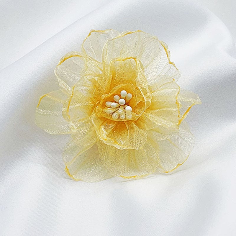 Tekstilni dodaci — organza cvijet, ručno izrađen, cvjetni motiv, korejski stil, za kosu i ukrašavanje odjeće