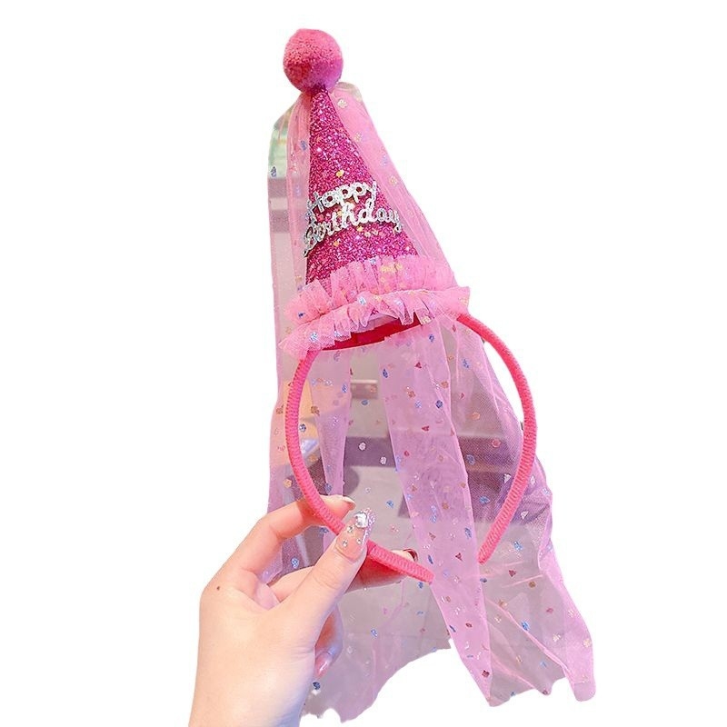 Meitenes dzimšanas dienas cepure ar plīvuru – fotorekvizīts ballītei (Zīmols: Other; Materiāls: Other; IP atļauja: Nē; Pasākums: Dzimšanas diena; Kategorija: Dzimšanas dienas cepure)