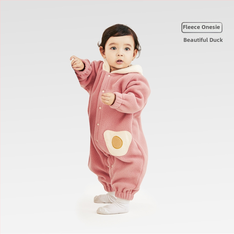 Zīdaiņu polārfleksa kombinezons ar kapuci, garām piedurknēm, unisex, ziemai un rudens sezonai (polārfleks; kapuce; garas piedurknes; unisex; ziemai/rudens)