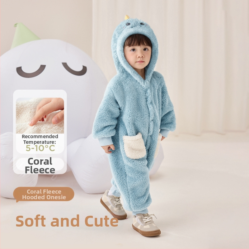 Zīdaiņu polārfleksa kombinezons ar kapuci, garām piedurknēm, unisex, ziemai un rudens sezonai (polārfleks; kapuce; garas piedurknes; unisex; ziemai/rudens)