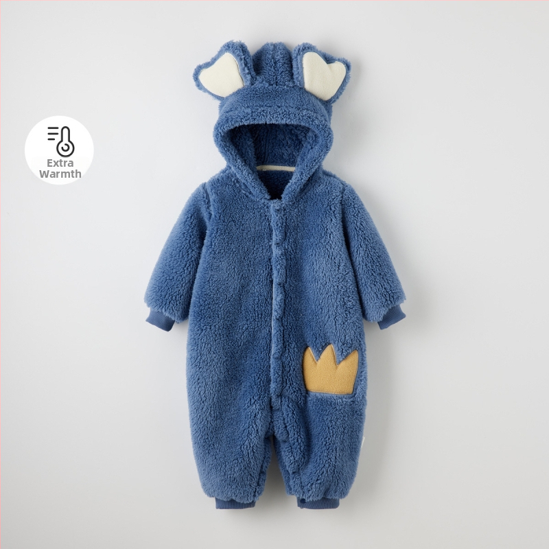 Zīdaiņu polārfleksa kombinezons ar kapuci, garām piedurknēm, unisex, ziemai un rudens sezonai (polārfleks; kapuce; garas piedurknes; unisex; ziemai/rudens)