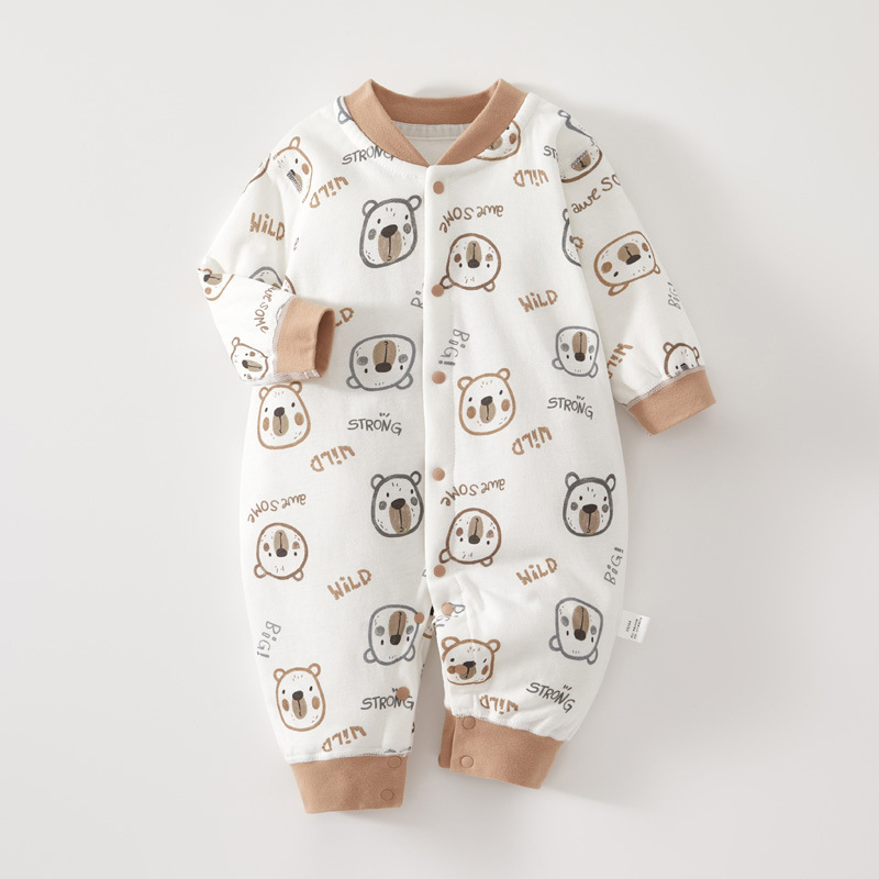 Bērnu kombinezonā ar kokvilnas pildījumu, garas piedurknes, vecums 1–3 gadi, pavasaris-rudens-zima, pogu aizdare