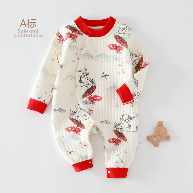 Bērnu pildīta kombinezons 0–12 mēneši, universāls, garas piedurknes, 100% kokvilna, bieza auduma, priekšā diagonālais aizvērums