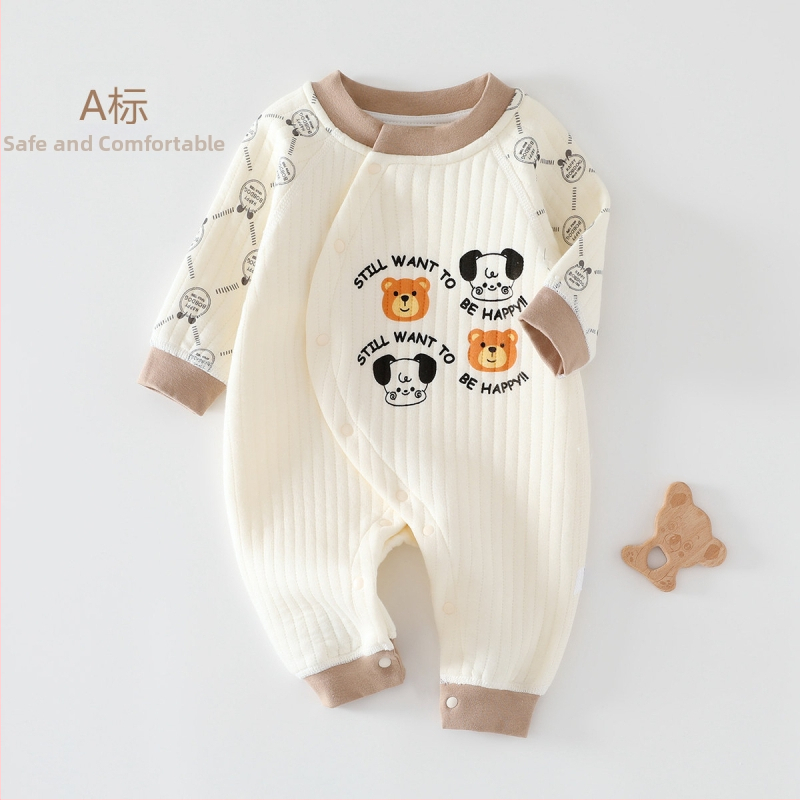 Bērnu pildīta kombinezons 0–12 mēneši, universāls, garas piedurknes, 100% kokvilna, bieza auduma, priekšā diagonālais aizvērums