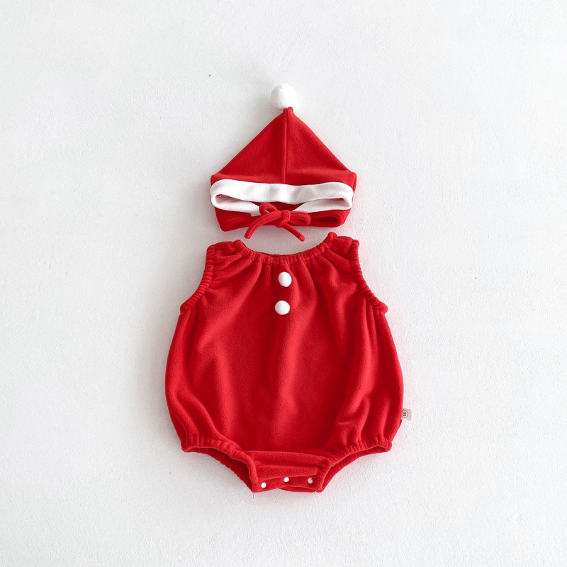 Zīdaiņu romper bez piedurknēm ar noņemamu kapuci, poliesters, zīdaiņiem 0–1 gadi, Korejas stils