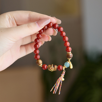 Achát karkötő, Új kínai stílus, kézzel készített gömbölyű gyöngyök, 30 gyöngyből álló dizájn