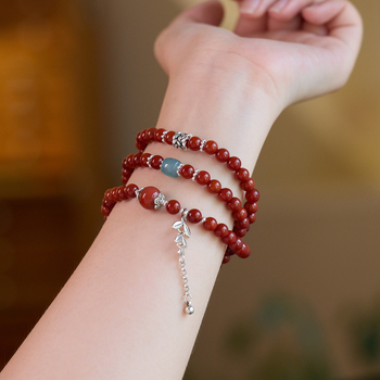 Achát karkötő, Új kínai stílus, kézzel készített gömbölyű gyöngyök, 30 gyöngyből álló dizájn