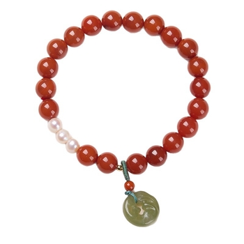 Achát karkötő, Új kínai stílus, kézzel készített gömbölyű gyöngyök, 30 gyöngyből álló dizájn